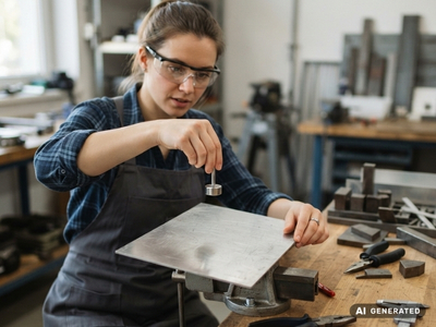 ist Aluminium magnetisch wird von einer Frau auf einem Alu Blech gestestet